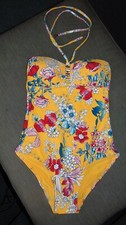 Debenhams Collection Swimsuit N/W 'Lily' Floral Bandeau Multiway 8 Yellow BNWT