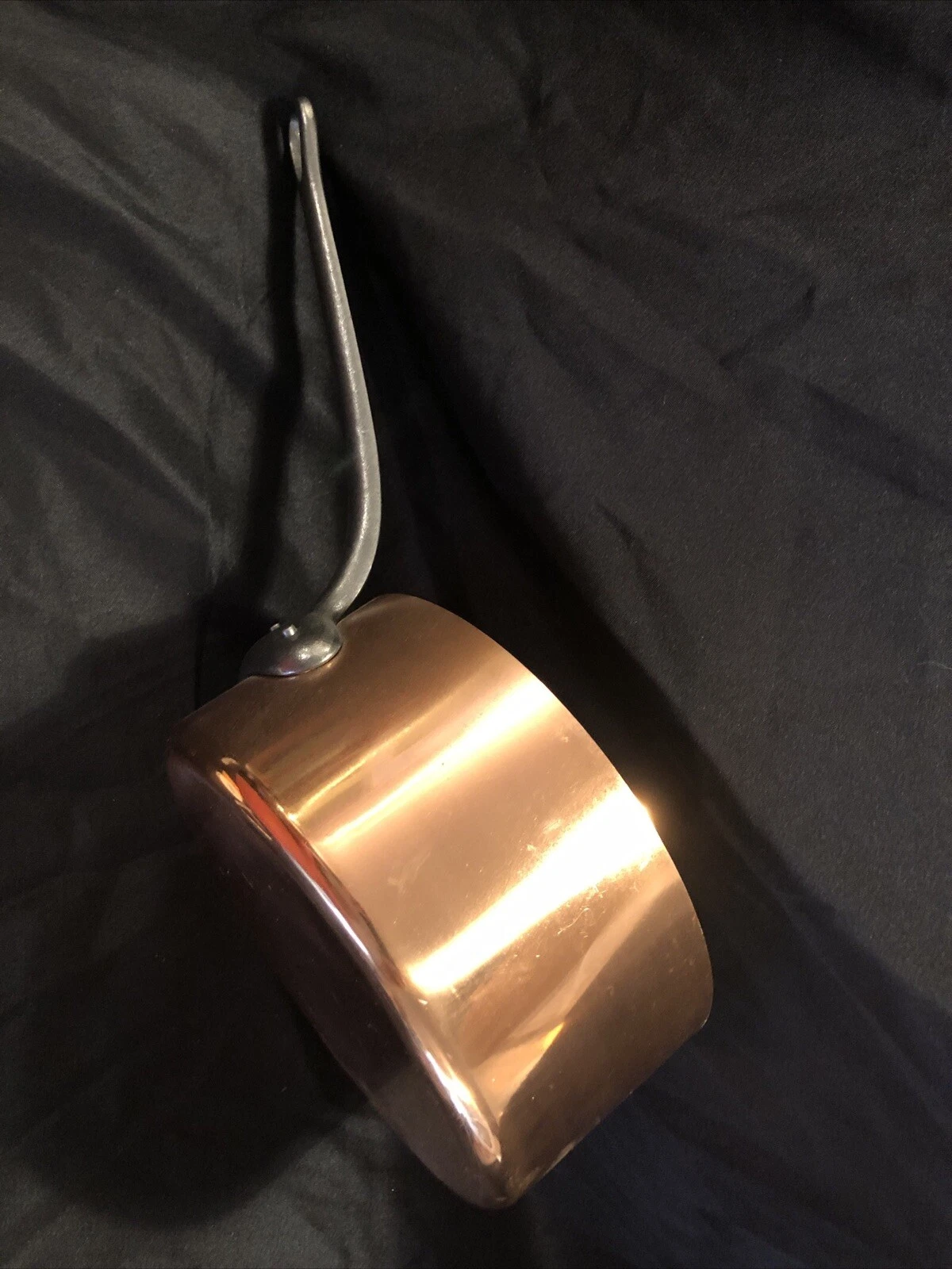 Small Copper Sauce Pan With Cast Iron Handle 8” Fabrication Francaise Lined!