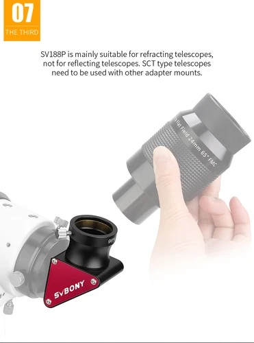 SVBONY SV188P 1.25inch 90 Degree Dielectric Mirror Diagonal 99% Reflectivity - Picture 8 of 11