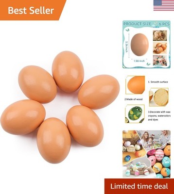 6PCS Natural Wooden Fake Eggs for Montessori Play and Crafting Essentials