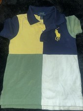 Polo Ralph Lauren Boys Navy Multi Colorblock Big Pony Mesh Polo Shirt