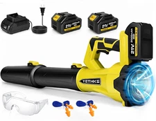 Leaf Blower Cordless, 21V Powerful Electric Blower with 2*4.0Ah Batteries & 1*Fa