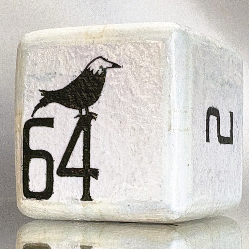 Perched Prestige - Tracks on White - Backgammon Doubling Cube 36mm