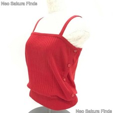 Christian Dior Red Knit Camisole Top M Ribbed Sleeveless Authentic Cotton Blend