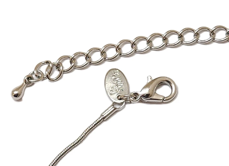 Винтажный Lia София надпись серебряная змея цепочка 5 цветные стразы подвеска ожерелье - Изображение 4 из 4