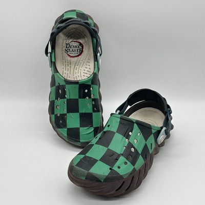 Demon Slayer CROCS Echo Tanjiro Green Black Checker No Charms Mens 6 - Womens 8 Amazon.com | Crocs Unisex-Adult Demon Slayer Echo Clogs  main image 3