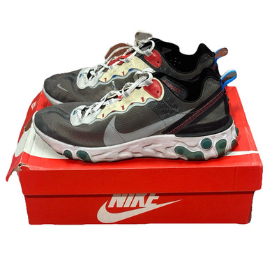 NIKE REACT ELEMENT 87 DARK GREY WHITE MENS SNEAKERS SHOES MENS ATHLETIC SZ 10