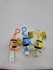 Juego de 3 Crayola Crayón Clip en 4" Peluche Llavero Micro Adolescentes! Nuevo con etiqueta