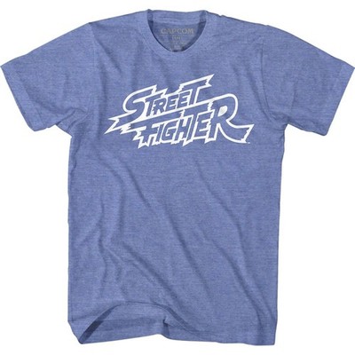 Street Fighter Logo Umriss Kurzarm T-Shirt Blue Heather Herren Regular