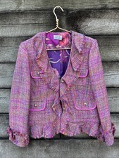 Vintage COCO CHANEL Silk Rainbow Fantasy Tweed Dress Blazer Jacket Coat G2U