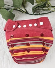 Grovia Hybrid Shell + 1 Liner Pink Stripe Waterproof Adjustable OS Cloth System