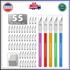 55 pack Exacto Knife, Hobby Knife Set with 5 Craft Knives and 50 Knife Blades