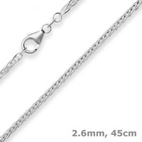 2,6Mm Zopfkette Silberkette Collier Halskette Aus 925 Silber 45Cm
