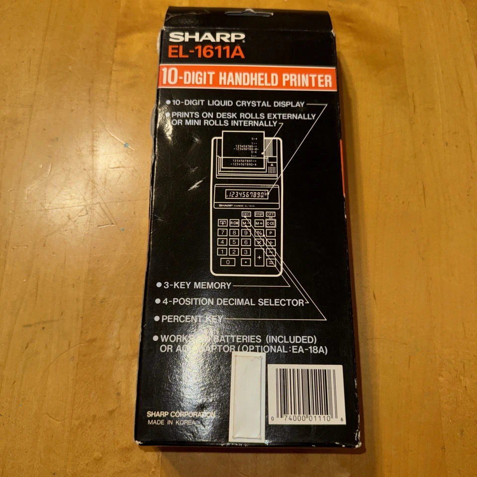 Vintage New Sealed Sharp EL-1611A 10-Digit Handheld Printer 3-Key Memory - Image 4 of 4