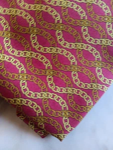 Robe cravate GUCCI motif chaîne rouge or soie Made Italy