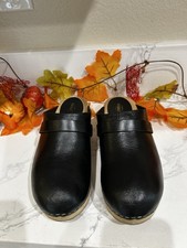 Swedish Hasbeens Husband Clogs in Black Women's Size 38 7.5 Boho Indie Comfy