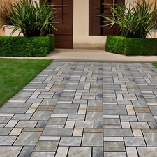 6PCS Deck Tile Decking Pebble Panel Garden Patio Interlocking Composite Flooring