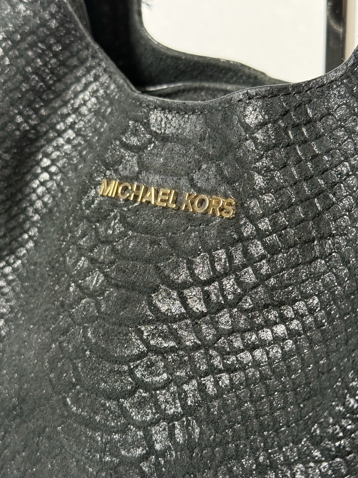 Michael Kors Bedford Black Snakeskin Python Leath… - image 3