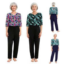 Women Special Needs Adaptive Clothing V Neck Back Zipper Straight Pants Jumpsuit
