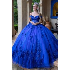 Strapless 3D flower Embroidery Shiny Skirt Straps Large Bow Quinceanera Dresses