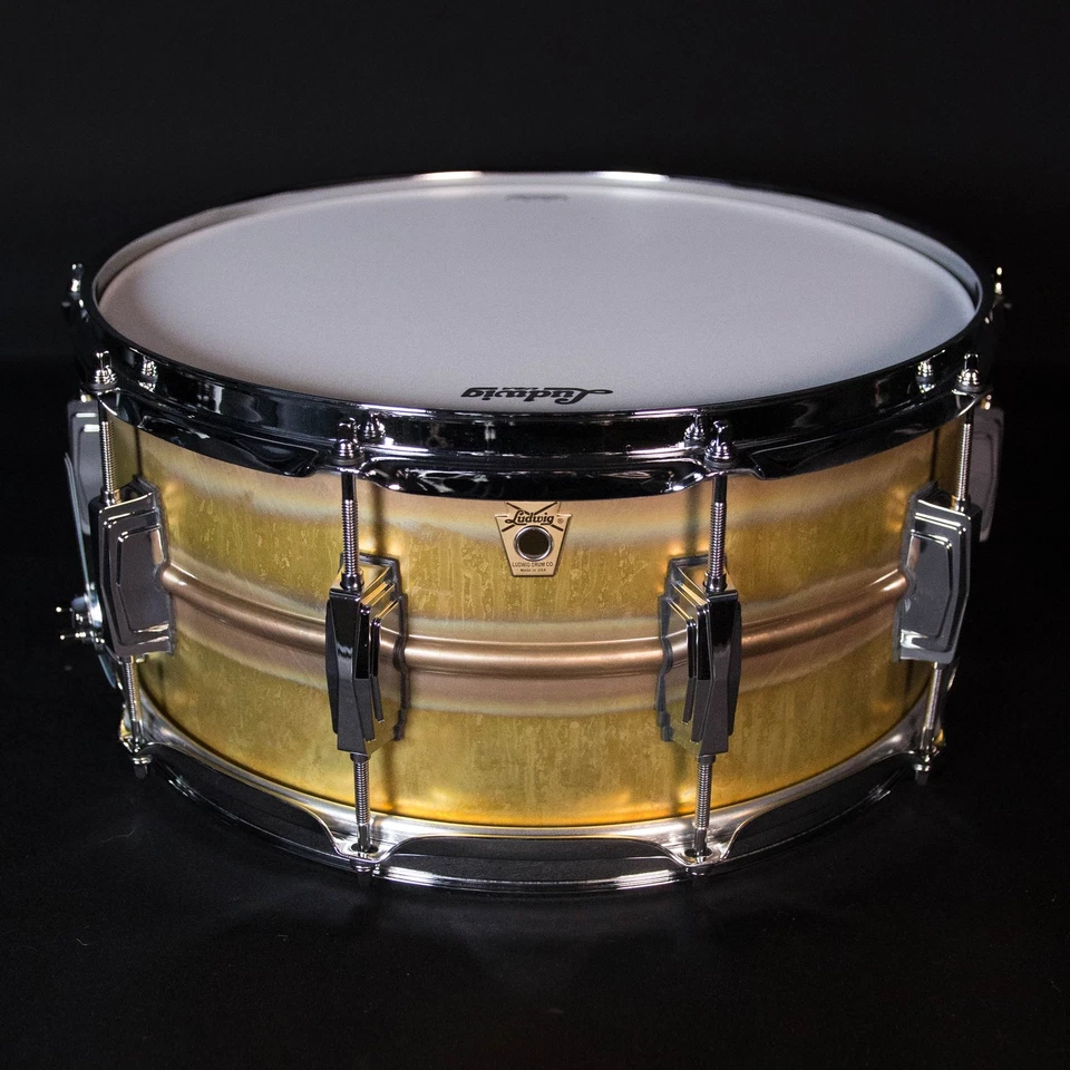 Ludwig 6,5" x 14" carcasa de latón crudo, asas imperiales Foto 2 de 4