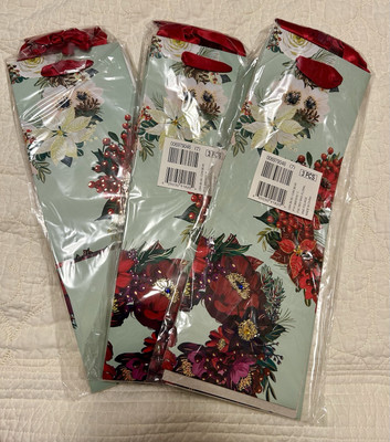 9 Papyrus Holiday Jewel Poinsettia Wreath Wine Bottle Gift Bags 3 Packs Of 3
