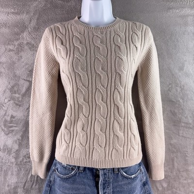 Max Mara Sweater Womens Size XS Beige Cable Knit Crewneck Italian Luxury