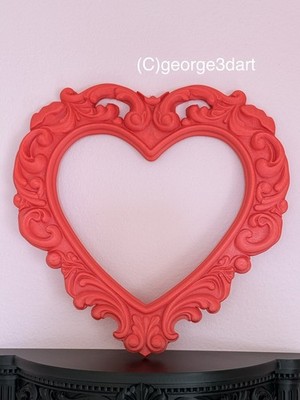 Barocker Herzrahmen | verzierte romantische Wanddeko | gotischer Spiegel/Foto | 3D-Druck