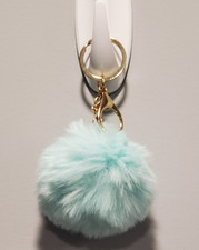 Plush Keychain Sky Blue Key Fob Fluffy Soft Ball Key Ring Pom-Pom Purse Charm