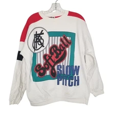Vtg 90s Sun Sportswear Sweatshirt Slowpitch Softball AOP XL Streetwear