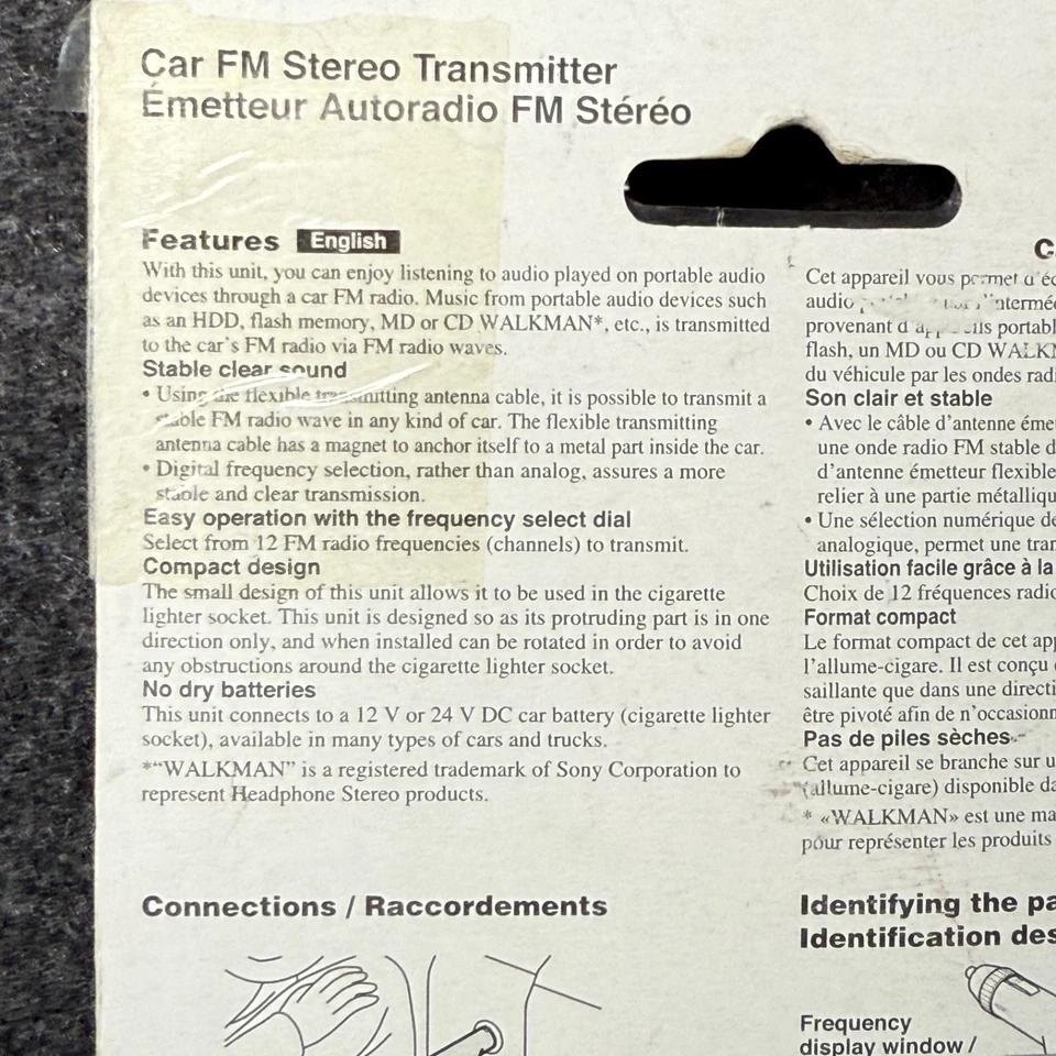 Sony DCC-FMT3 car FM stereo transmitter for portable audio devices new walkman - Image 3 of 4