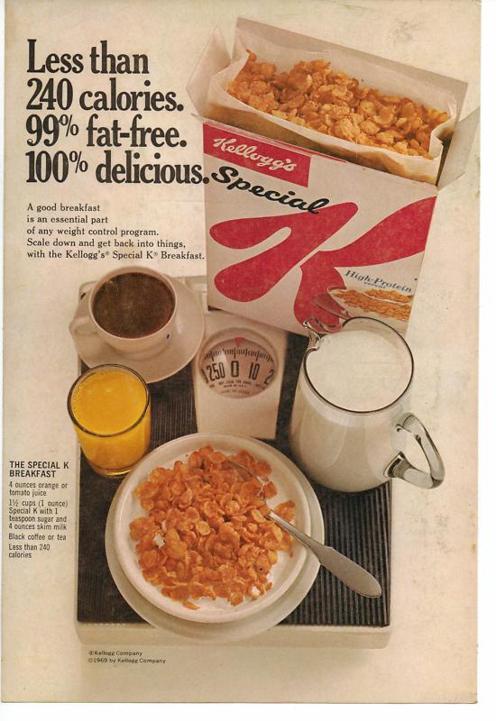 1969 Kellogg's Special K Cereal Bowl Magazine Print Advertisement Page