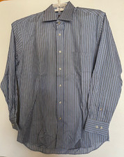 Mens Peter Millar Long Sleeve Blue Striped Shirt 15.5