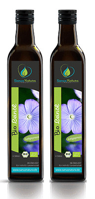 Sanus Natura BIO Leinöl 1000ml, FRISCH aus eigener Ölmühle 