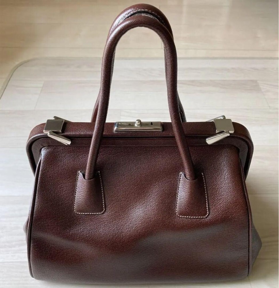 Prada Brown Leather Doctor's Bag Handbag Dulles Vintage Pre-Owned