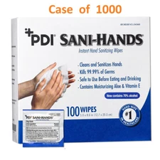 1000 Ct PDI Hand Sanitizing Wipe Sani-Hands Ethyl Alcohol Wipe Individual Packet