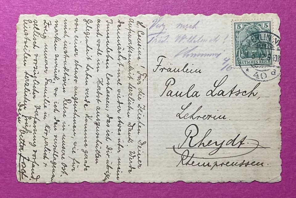 Germany postcard 1912, Graf Zeppelin real Photo Postcard, Berlin cancel, used - Image 2 of 2