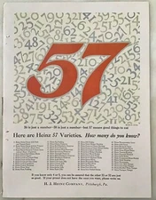 1923 magazine ad for Heinz - List of the 57 varieties of items Heinz makes