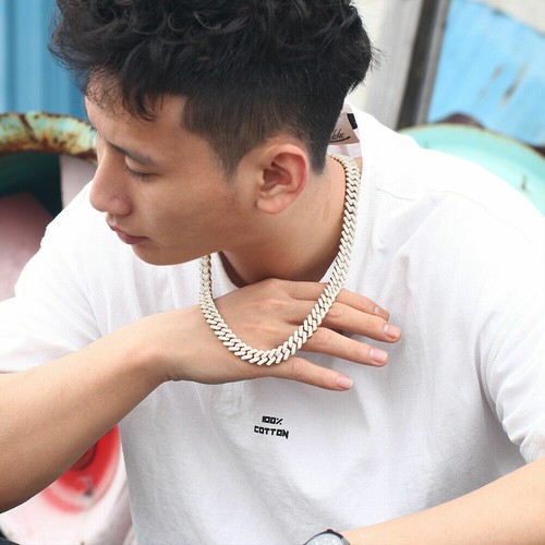 Schwere Iced CZ Out Miami Cuban Gliederkette für Herren mit vergoldetem Edelstahl - Bild 11 von 18