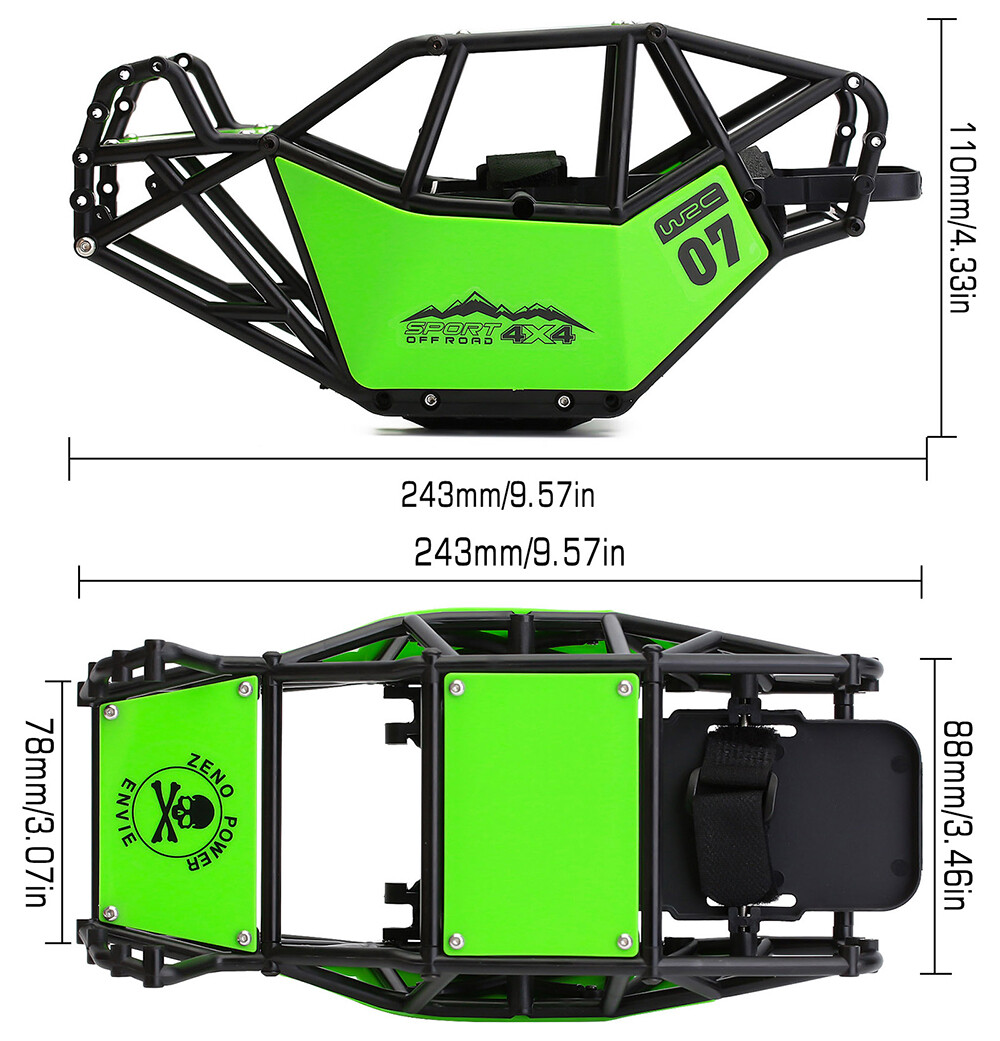 310mm Wheelbase Chassis Frame with Nylon Roll Cage Tube for 1/10 RC Car