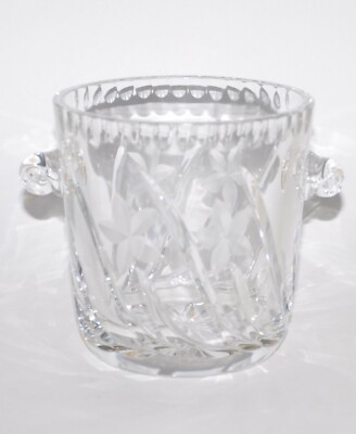 Vintage Crystal Cut Ice Bucket Champagne Wine Cooler Scroll Handles