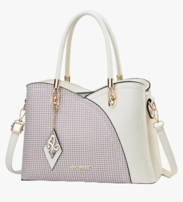 SiMYEER Purse, Handbag, Top Handle, Satchel, Tote Bag, White