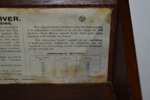 Rare Ca. 1920 British Thomson-Houston Co. England - Wireless Crystal Receiver - Picture 5 of 15