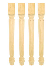 4x Exklusive Tischbeine Holz, gedrechselt, roh, H 72 cm, 80x80 mm, lackierfähig