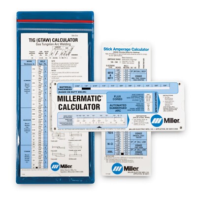 TIG, MIG & SMAW Miller Welding Calculators 3 Pk Calc