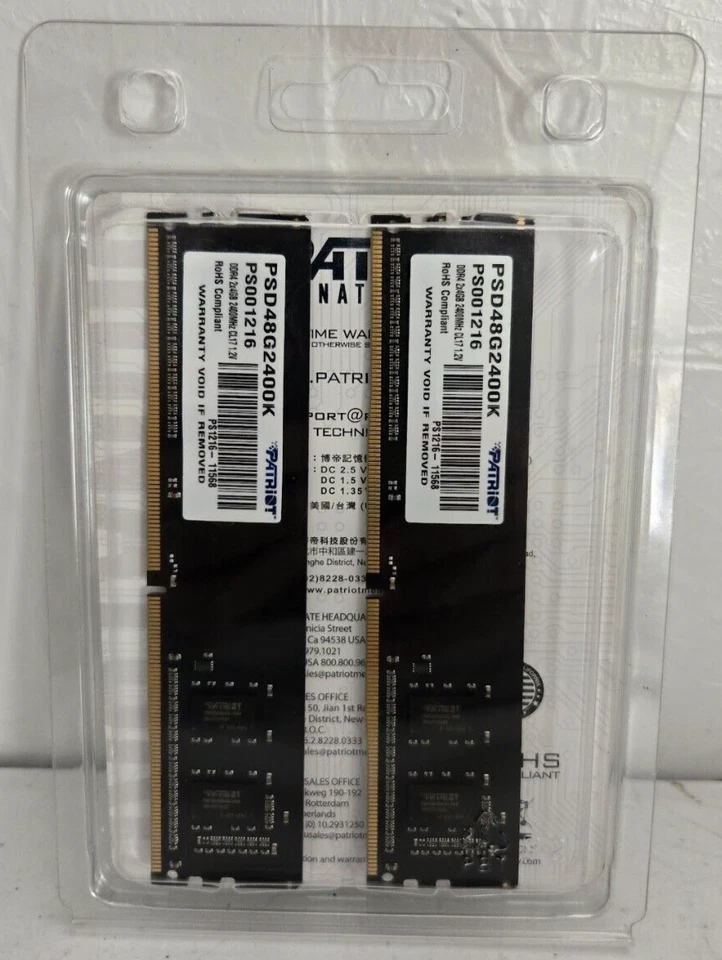 Patriot Signature Line 8GB (2x4GB) Kit DDR4 UDIMM 2400MHz #PS001216-PSD48G2400K - Image 2 of 2