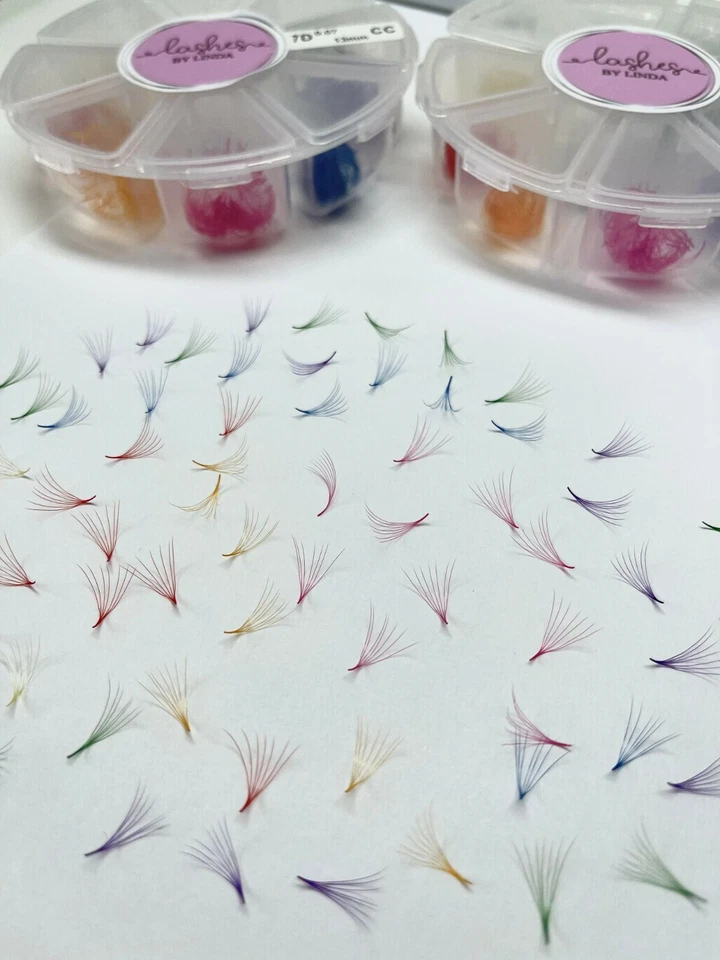 Premade Promade fans 7D 0.07 mixed colours 1000 fans Pointy Stems - Image 2 of 4