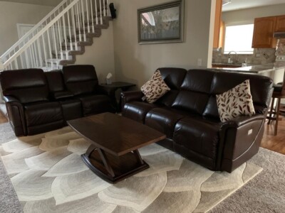 used living room leather furniture set | eBay