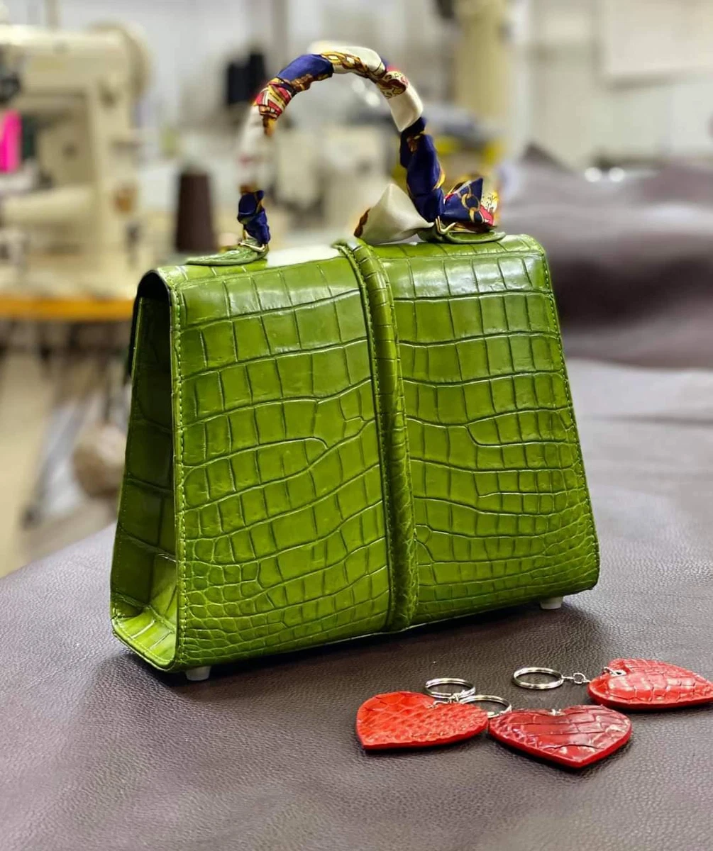 GREEN Handmade Genuine ALLIGATOR CROCODILE Leather Ladie Women Bag