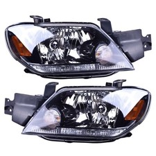 Pair Headlight Lamp For Mitsubishi Outlander ZE 02/2003-06/2004 Halogen Black AU